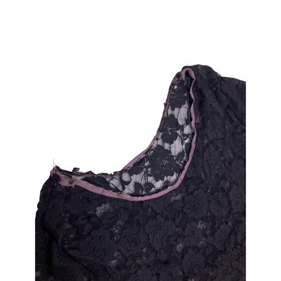 Distressed Black Lace Mini Dress Women’s Small Sheer Whimsygoth Y2K Grunge - Picture 2 of 5